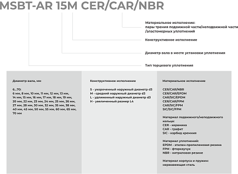 Торцевое уплотнение MSBT-AR-65 CAR/SIC/EPDM в Уфе фото